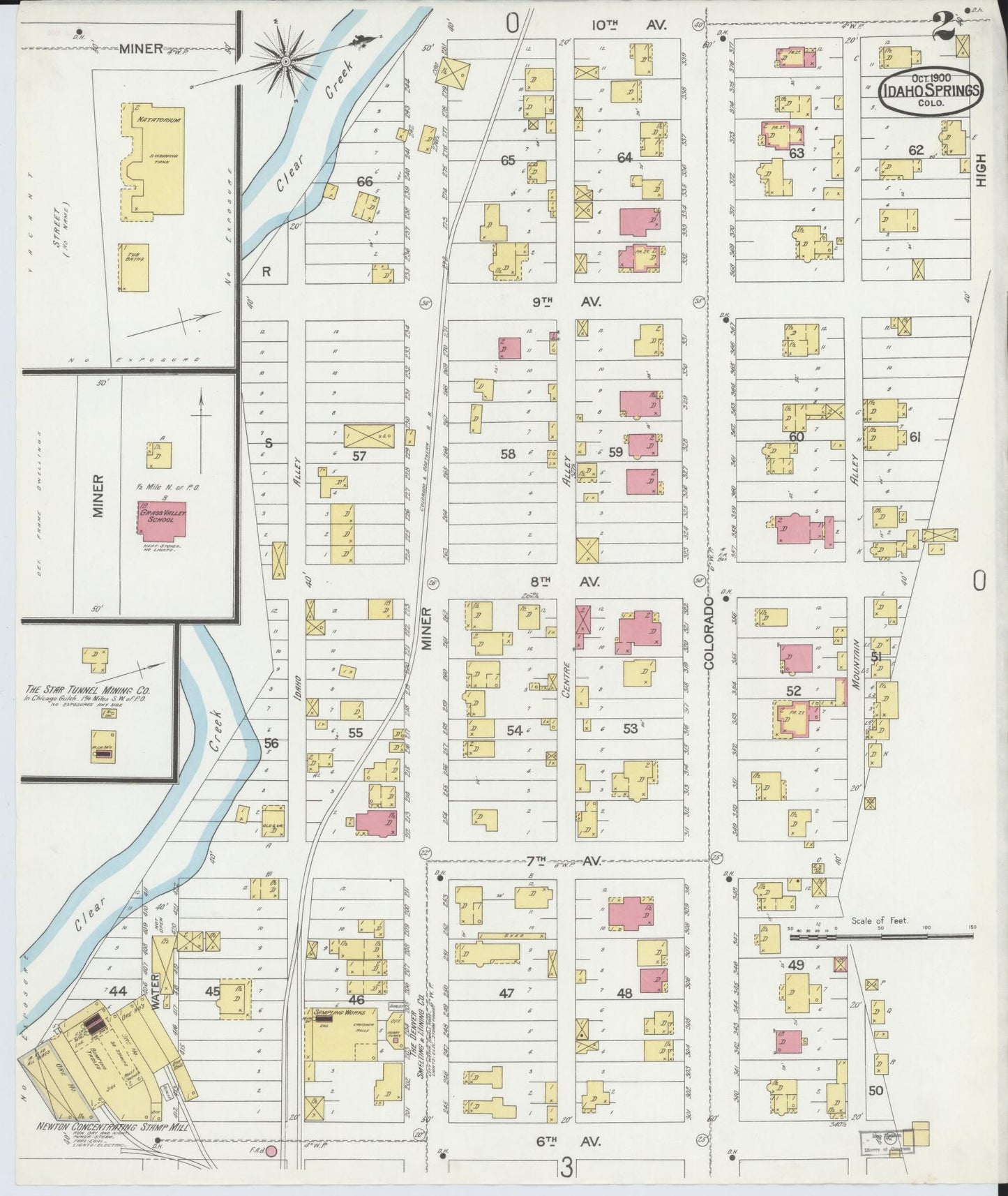 Sanborn Fire Insurance Map from Idaho Springs, Clear Creek County, Colorado (1900), Sheet #0002 - Historic Sanborn Fire Insurance Map Print, vintage old map wall art, antique decor, genealogy gift, Colorado Colorado map