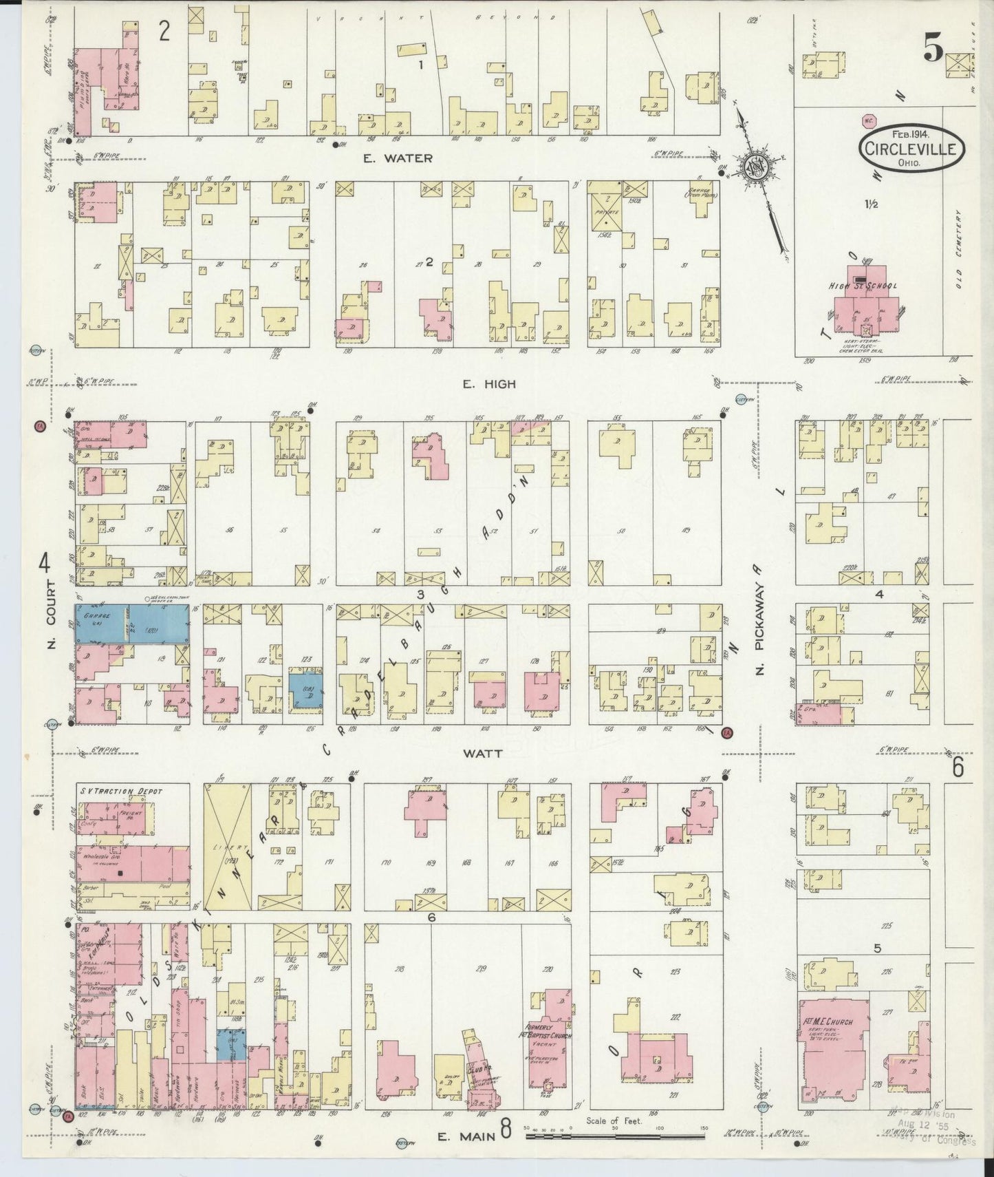 Sanborn Fire Insurance Map from Circleville, Pickaway County, Ohio (1914), Sheet #0005 - Historic Sanborn Fire Insurance Map Print, vintage old map wall art, antique decor, genealogy gift, Ohio Ohio map