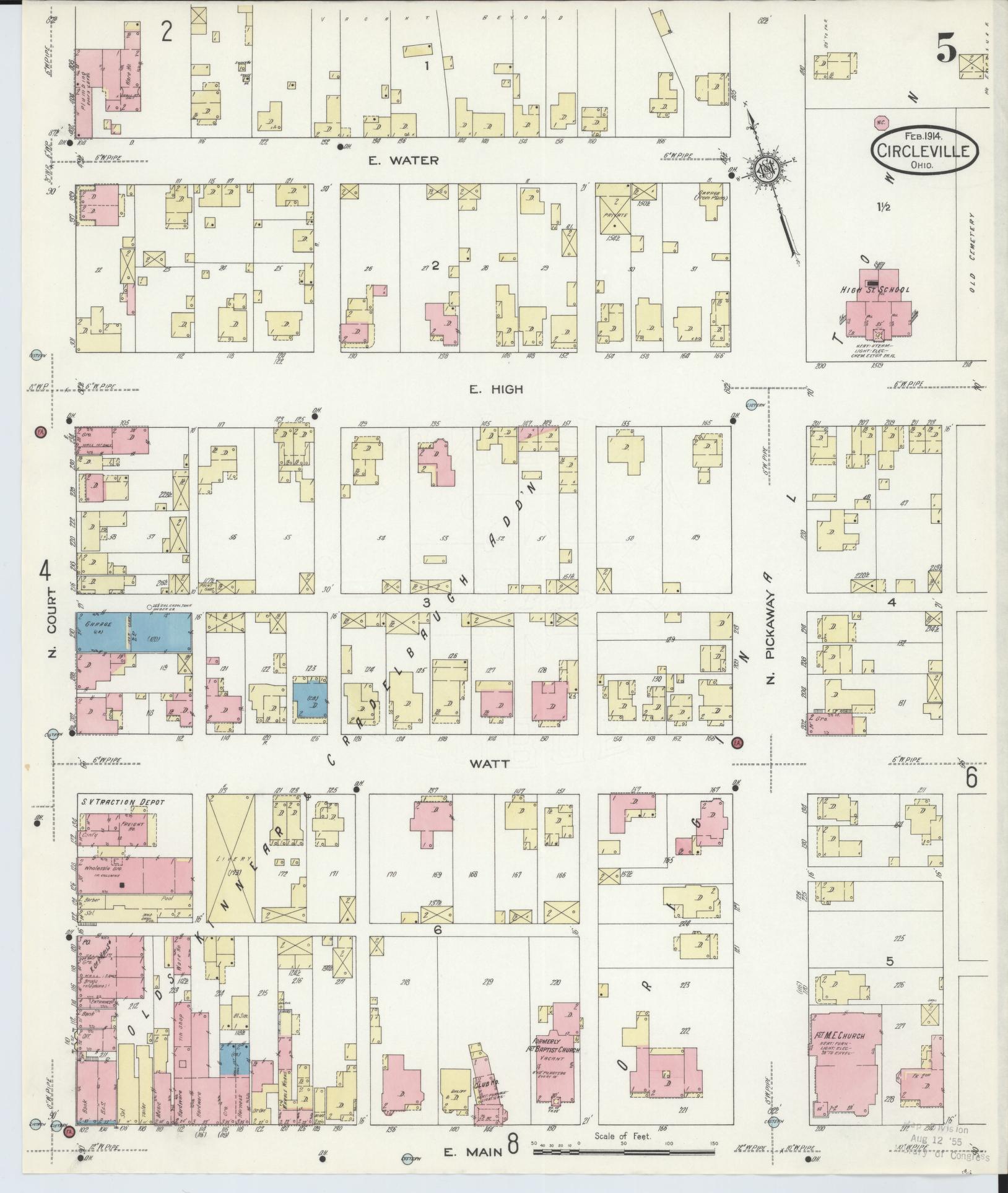 Sanborn Fire Insurance Map from Circleville, Pickaway County, Ohio (1914), Sheet #0005 - Historic Sanborn Fire Insurance Map Print, vintage old map wall art, antique decor, genealogy gift, Ohio Ohio map