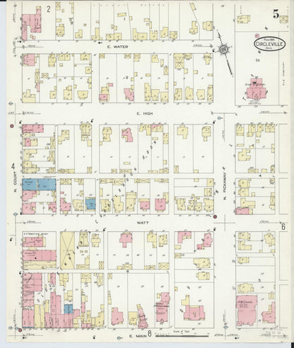 Sanborn Fire Insurance Map from Circleville, Pickaway County, Ohio (1914), Sheet #0005 - Historic Sanborn Fire Insurance Map Print, vintage old map wall art, antique decor, genealogy gift, Ohio Ohio map