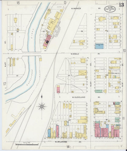 Sanborn Fire Insurance Map from Guthrie, Logan County, Oklahoma (1898), Sheet #0013 - Complete Map Set gallery image, historic Sanborn map, vintage wall art, Oklahoma Oklahoma