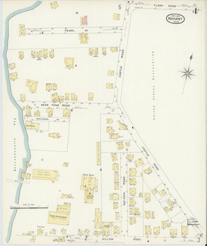 Sanborn Fire Insurance Map from Nahant, Essex County, Massachusetts (1907), Sheet #0004 - Historic Sanborn Fire Insurance Map Print, vintage old map wall art, antique decor, genealogy gift, Massachusetts Massachusetts map