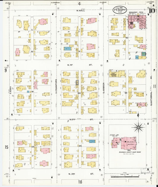 Sanborn Fire Insurance Map from Fort Scott, Bourbon County, Kansas (1906), Sheet #0010 - Historic Sanborn Fire Insurance Map Print, vintage old map wall art, antique decor, genealogy gift, Kansas Kansas map
