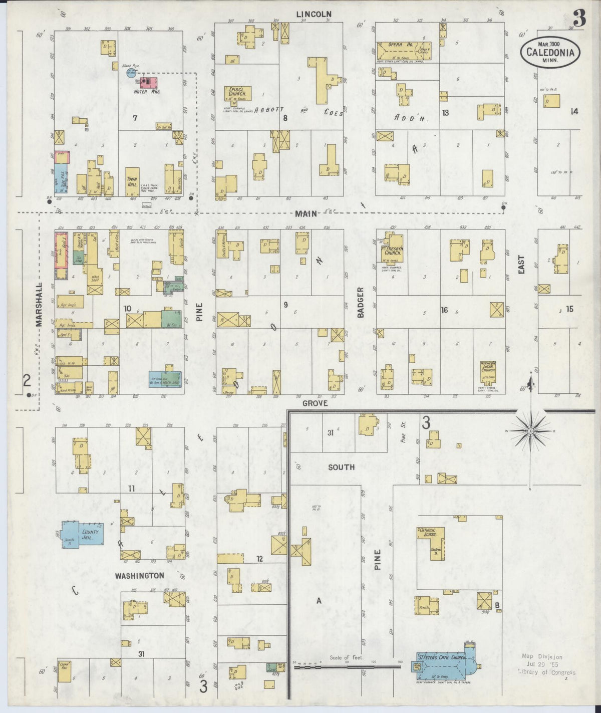 Sanborn Fire Insurance Map from Caledonia, Houston County, Minnesota (1900), Sheet #0003 - Complete Map Set gallery image, historic Sanborn map, vintage wall art, Minnesota Minnesota