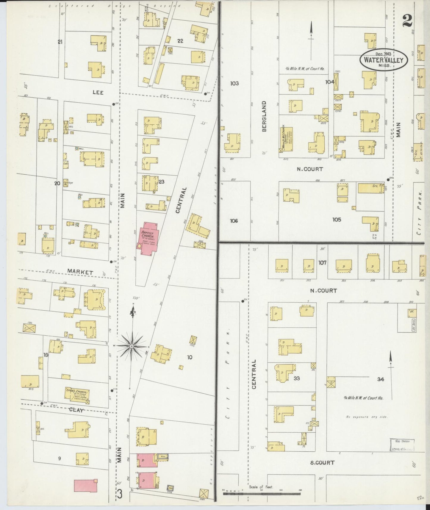 Sanborn Fire Insurance Map from Water Valley, Yalobusha County, Mississippi (1903), Sheet #0002 - Complete Map Set gallery image, historic Sanborn map, vintage wall art, Mississippi Mississippi