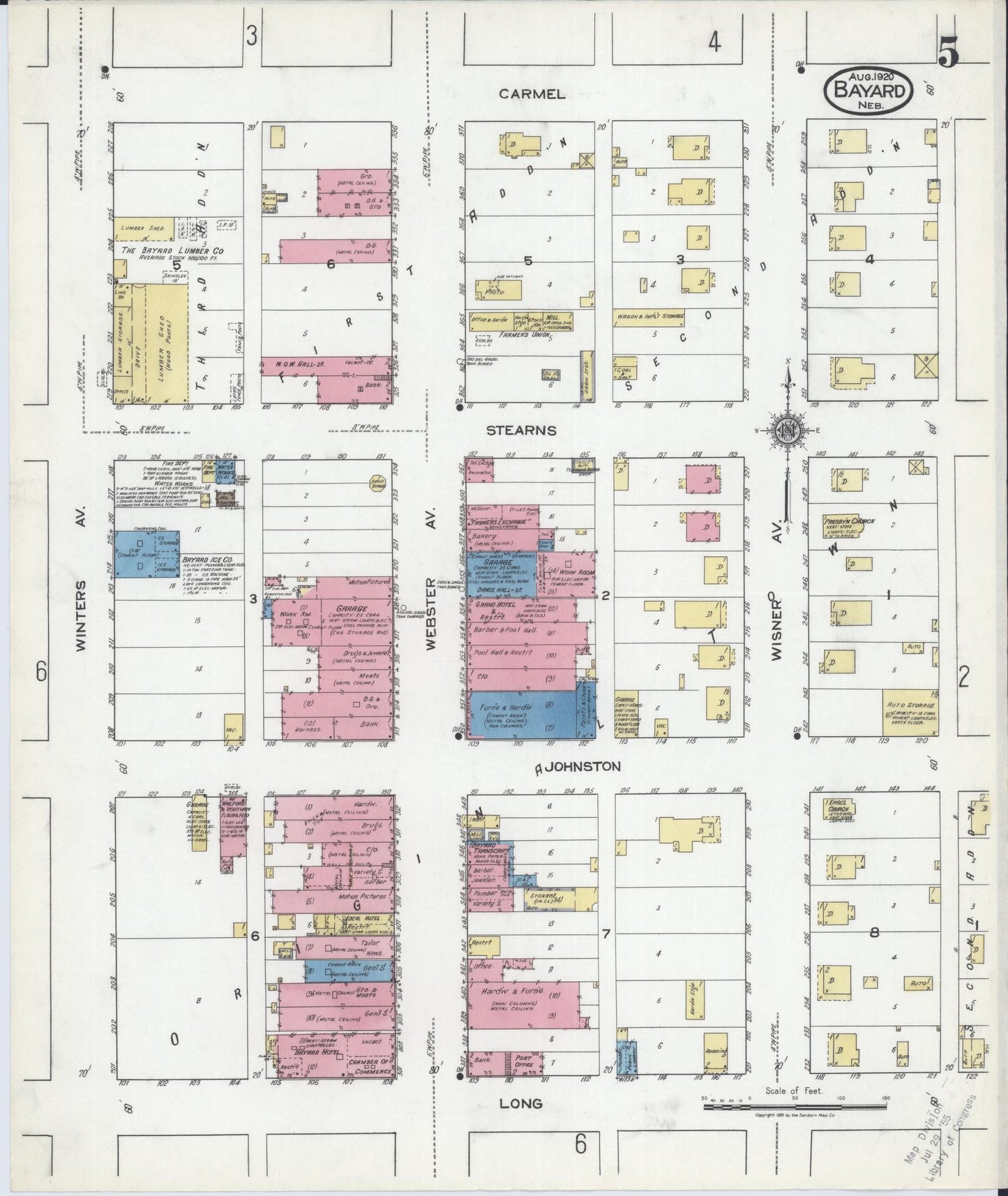 Sanborn Fire Insurance Map from Bayard, Morrill County, Nebraska (1920), Sheet #0005 - Historic Sanborn Fire Insurance Map Print, vintage old map wall art, antique decor, genealogy gift, Nebraska Nebraska map