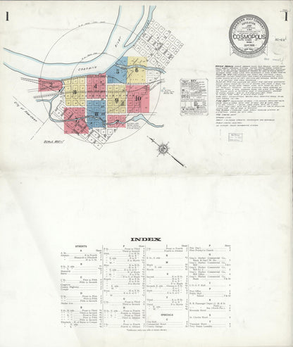 Sanborn Fire Insurance Map from Cosmopolis, Grays Harbor County, Washington (1926), Sheet #0001 - Complete Map Set gallery image, historic Sanborn map, vintage wall art, Washington Washington