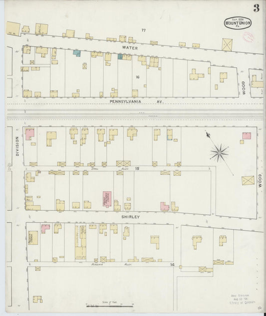Sanborn Fire Insurance Map from Mount Union, Huntingdon County, Pennsylvania (1894), Sheet #0003 - Historic Sanborn Fire Insurance Map Print, vintage old map wall art, antique decor, genealogy gift, Pennsylvania Pennsylvania map