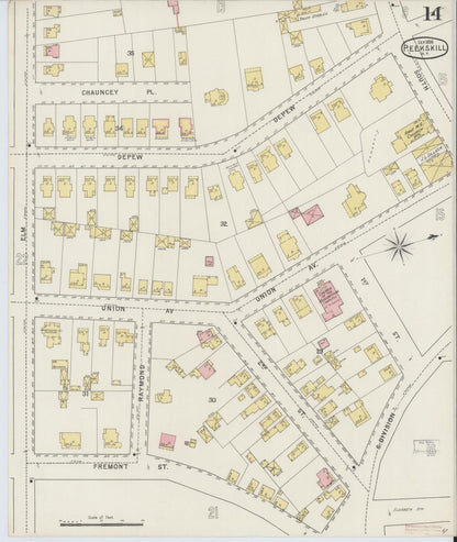 Sanborn Fire Insurance Map from Peekskill, Westchester County, New York (1895), Sheet #0014 - Complete Map Set gallery image, historic Sanborn map, vintage wall art, New York New York