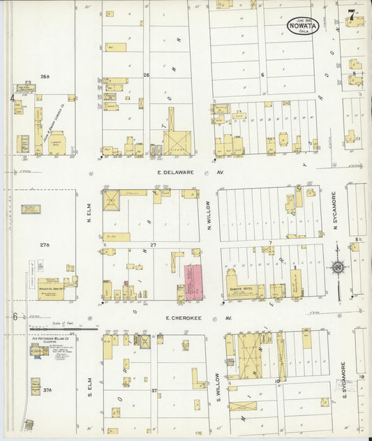 Sanborn Fire Insurance Map from Nowata, Nowata County, Oklahoma (1916), Sheet #0007 - Historic Sanborn Fire Insurance Map Print, vintage old map wall art, antique decor, genealogy gift, Oklahoma Oklahoma map