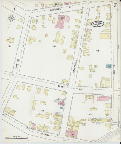 Sanborn Fire Insurance Map from Rahway, Union County, New Jersey (1891), Sheet #0007 - Complete Map Set gallery image, historic Sanborn map, vintage wall art, New Jersey New Jersey
