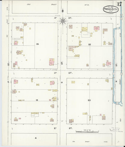 Sanborn Fire Insurance Map from Provo, Utah County, Utah (1890), Sheet #0017 - Complete Map Set gallery image, historic Sanborn map, vintage wall art, Provo Utah