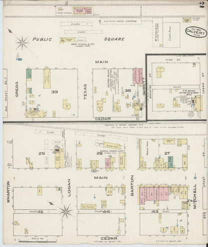 Sanborn Fire Insurance Map from Calvert, Robertson County, Texas (1885), Sheet #0002 - Complete Map Set gallery image, historic Sanborn map, vintage wall art, Texas Texas
