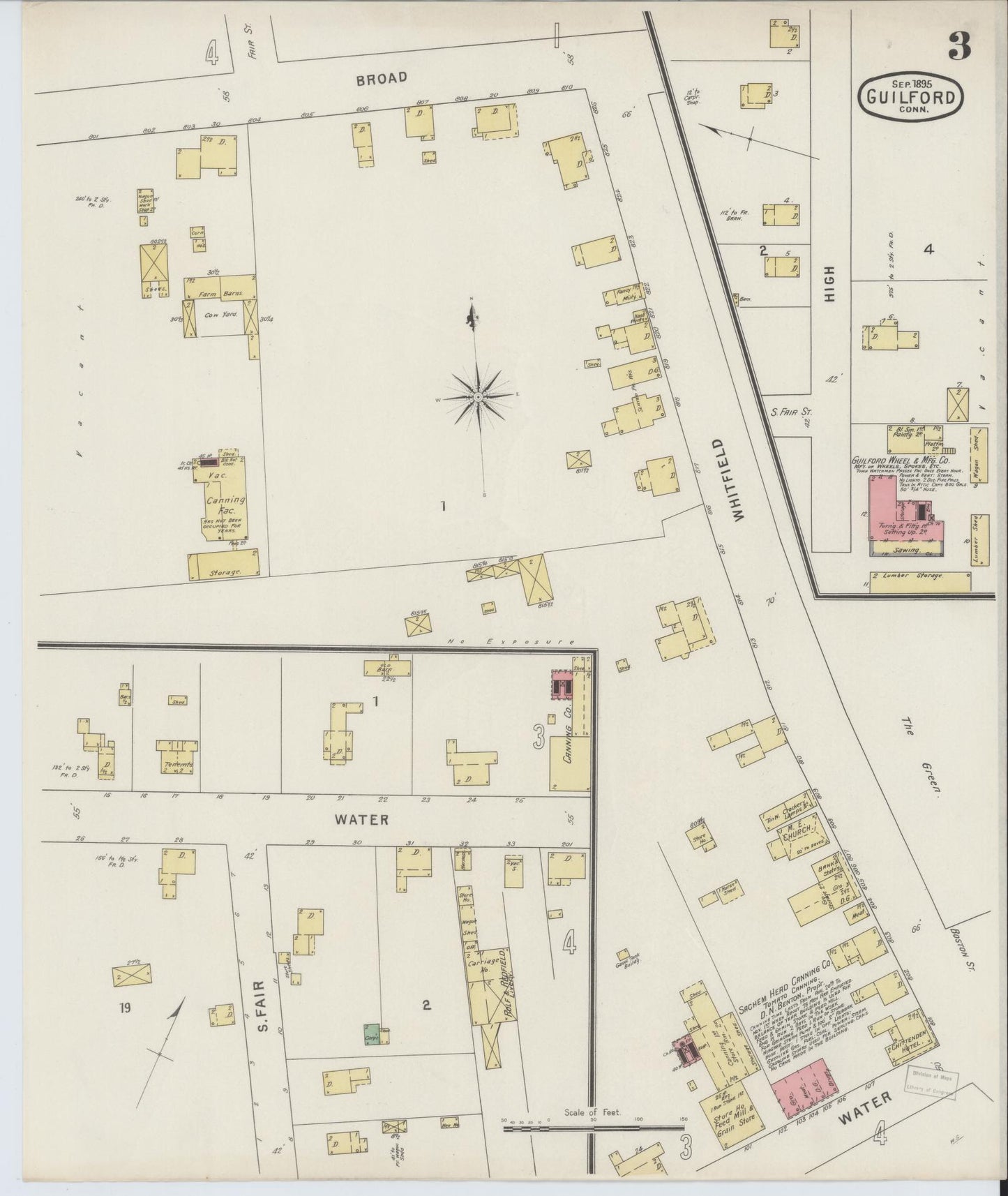 Sanborn Fire Insurance Map from Guilford, New Haven County, Connecticut (1895), Sheet #0003 - Complete Map Set gallery image, historic Sanborn map, vintage wall art, Connecticut Connecticut