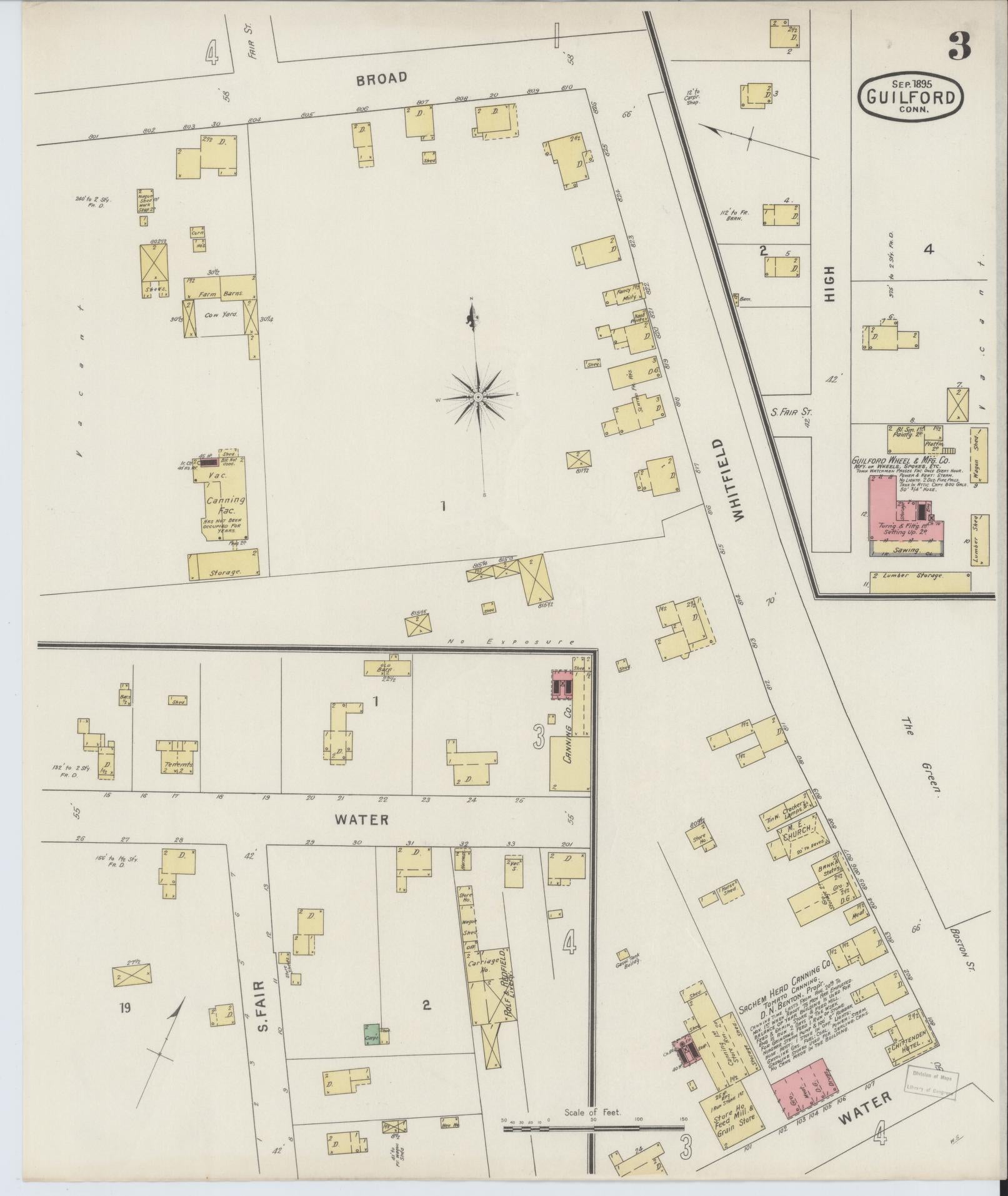 Sanborn Fire Insurance Map from Guilford, New Haven County, Connecticut (1895), Sheet #0003 - Complete Map Set gallery image, historic Sanborn map, vintage wall art, Connecticut Connecticut