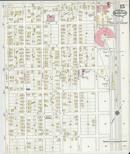 Sanborn Fire Insurance Map from Beardstown, Cass County, Illinois (1919), Sheet #0015 - Complete Map Set gallery image, historic Sanborn map, vintage wall art, Illinois Illinois