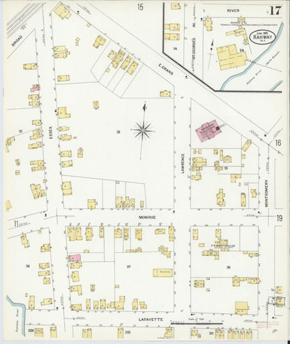 Sanborn Fire Insurance Map from Rahway, Union County, New Jersey (1908), Sheet #0017 - Complete Map Set gallery image, historic Sanborn map, vintage wall art, New Jersey New Jersey
