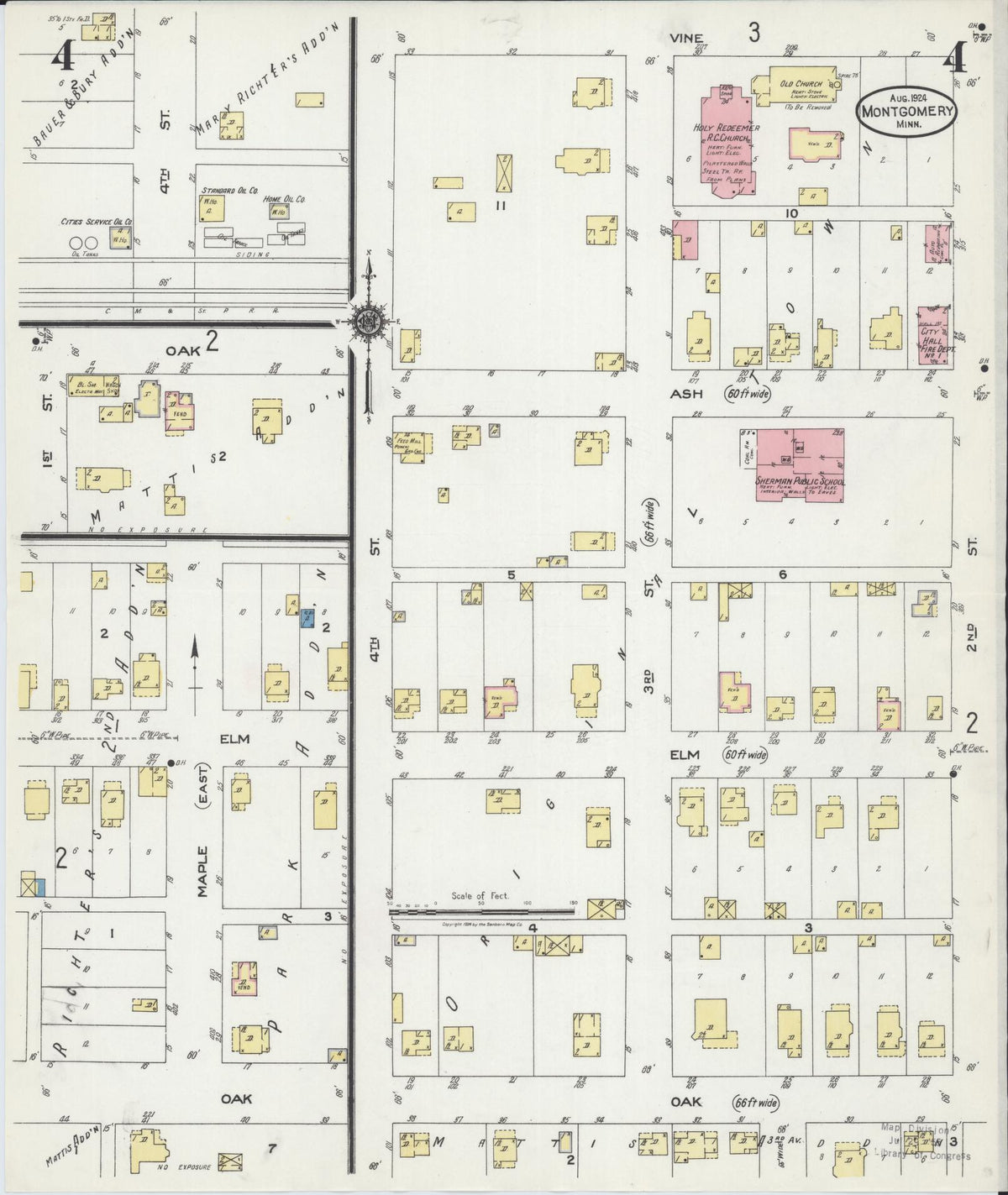 Sanborn Fire Insurance Map from Montgomery, Le Sueur County, Minnesota (1924), Sheet #0004 - Complete Map Set gallery image, historic Sanborn map, vintage wall art, Minnesota Minnesota