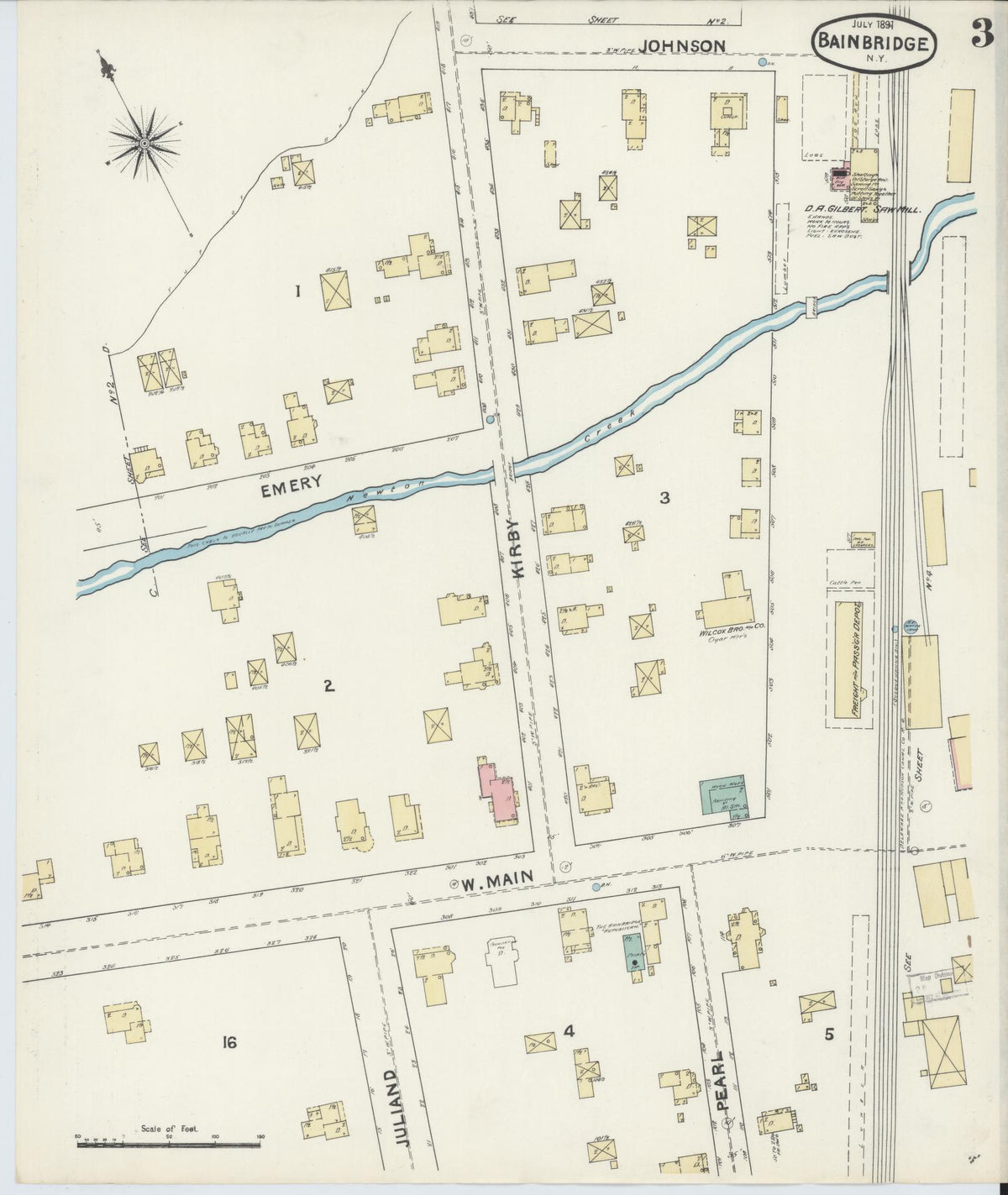 Sanborn Fire Insurance Map from Bainbridge, Chenango County, New York (1891), Sheet #0003 - Historic Sanborn Fire Insurance Map Print, vintage old map wall art, antique decor, genealogy gift, New York New York map