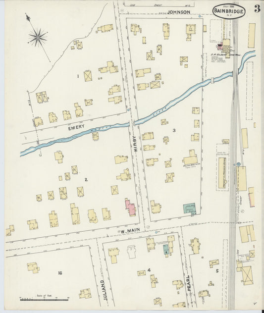 Sanborn Fire Insurance Map from Bainbridge, Chenango County, New York (1891), Sheet #0003 - Historic Sanborn Fire Insurance Map Print, vintage old map wall art, antique decor, genealogy gift, New York New York map