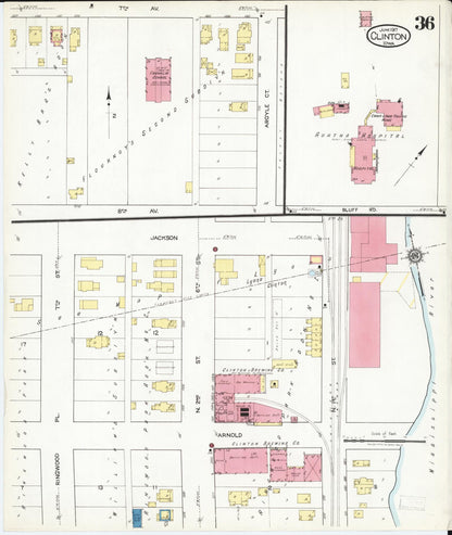 Sanborn Fire Insurance Map from Clinton, Clinton County, Iowa (1917), Sheet #0036 - Historic Sanborn Fire Insurance Map Print