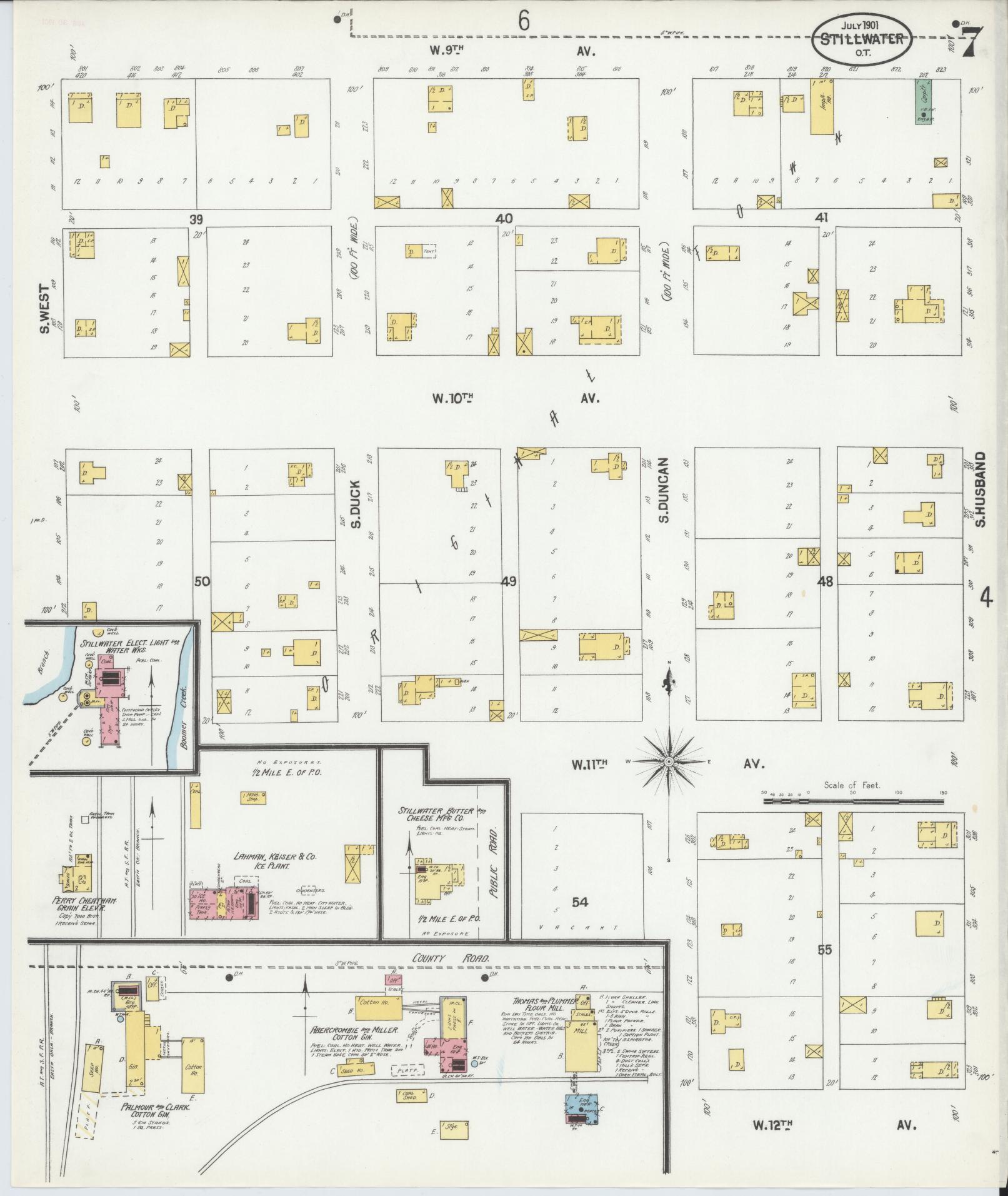 Sanborn Fire Insurance Map from Stillwater, Payne County, Oklahoma (1901), Sheet #0007 - Complete Map Set gallery image, historic Sanborn map, vintage wall art, Oklahoma Oklahoma