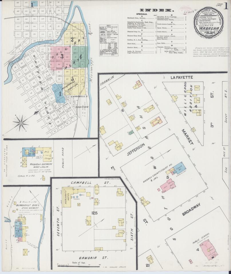 Sanborn Fire Insurance Map from Wabasha, Wabasha County, Minnesota. (1890) – Map View