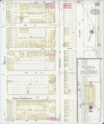 Sanborn Fire Insurance Map from Cairo, Alexander County, Illinois (1914), Sheet #0025 - Complete Map Set gallery image, historic Sanborn map, vintage wall art, Illinois Illinois