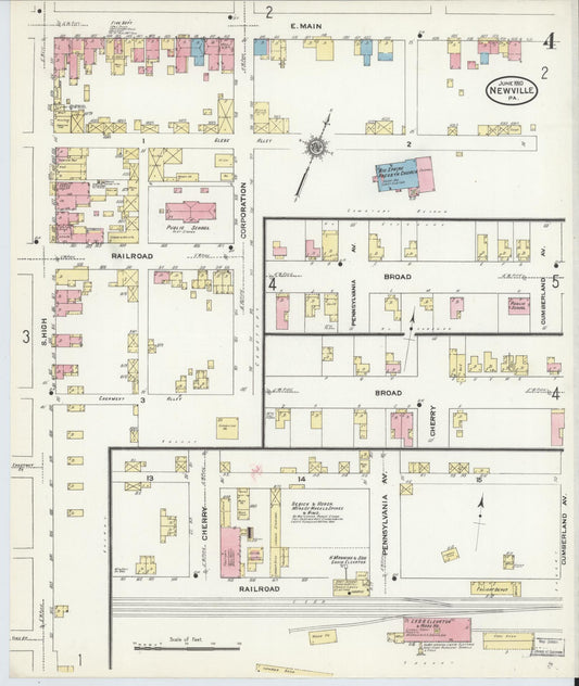 Sanborn Fire Insurance Map from Newville, Cumberland County, Pennsylvania (1910), Sheet #0004 - Historic Sanborn Fire Insurance Map Print, vintage old map wall art, antique decor, genealogy gift, Pennsylvania Pennsylvania map