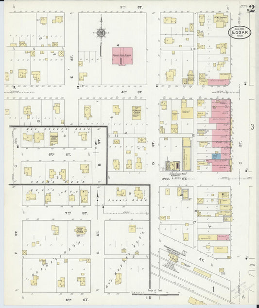 Sanborn Fire Insurance Map from Edgar, Clay County, Nebraska (1910), Sheet #0002 - Historic Sanborn Fire Insurance Map Print, vintage old map wall art, antique decor, genealogy gift, Nebraska Nebraska map