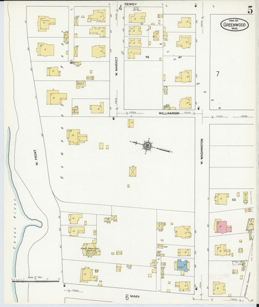 Sanborn Fire Insurance Map from Greenwood, Leflore County, Mississippi (1911), Sheet #0005 - Historic Sanborn Fire Insurance Map Print, vintage old map wall art, antique decor, genealogy gift, Mississippi Mississippi map