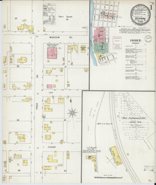 Sanborn Fire Insurance Map from Hickman, Fulton County, Kentucky (1896), Sheet #0001 - Historic Sanborn Fire Insurance Map Print, vintage old map wall art, antique decor, genealogy gift, Kentucky Kentucky map
