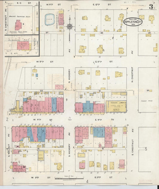 Sanborn Fire Insurance Map from Appleton City, Saint Clair County, Missouri (1935), Sheet #0003 - Historic Sanborn Fire Insurance Map Print, vintage old map wall art, antique decor, genealogy gift, Missouri Missouri map