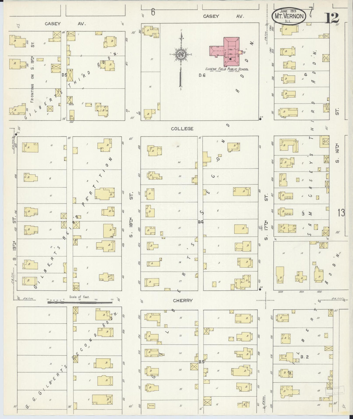 Sanborn Fire Insurance Map from Mount Vernon, Jefferson County, Illinois (1913), Sheet #0012 - Historic Sanborn Fire Insurance Map Print, vintage old map wall art, antique decor, genealogy gift, Illinois Illinois map