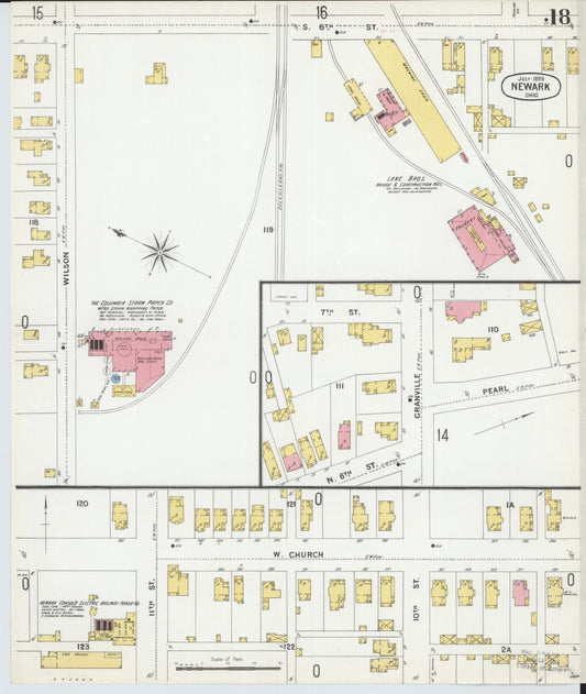 Sanborn Fire Insurance Map from Newark, Licking County, Ohio (1899), Sheet #0018 - Historic Sanborn Fire Insurance Map Print, vintage old map wall art, antique decor, genealogy gift, Ohio Ohio map
