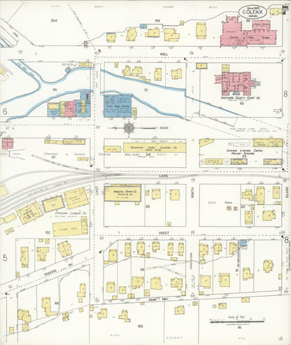 Sanborn Fire Insurance Map from Colfax, Whitman County, Washington (1922), Sheet #0007 - Complete Map Set gallery image, historic Sanborn map, vintage wall art, Washington Washington