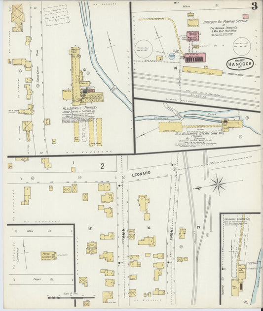 Sanborn Fire Insurance Map from Hancock, Delaware County, New York (1897), Sheet #0003 - Historic Sanborn Fire Insurance Map Print, vintage old map wall art, antique decor, genealogy gift, Hancock Delaware map