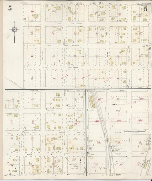 Sanborn Fire Insurance Map from Henrietta, Clay County, Texas (1944), Sheet #0005 - Historic Sanborn Fire Insurance Map Print, vintage old map wall art, antique decor, genealogy gift, Texas Texas map