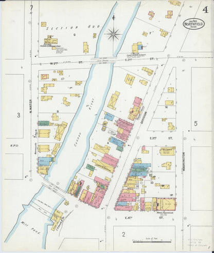 Sanborn Fire Insurance Map from Northfield, Rice County, Minnesota (1900), Sheet #0004 - Historic Sanborn Fire Insurance Map Print, vintage old map wall art, antique decor, genealogy gift, Minnesota Minnesota map