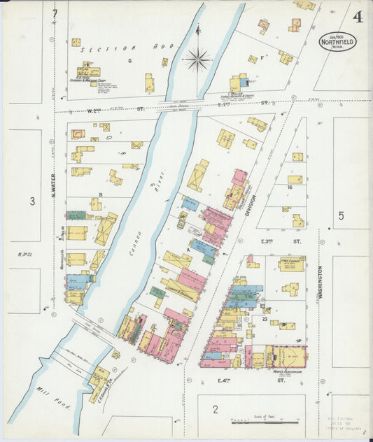 Sanborn Fire Insurance Map from Northfield, Rice County, Minnesota (1900), Sheet #0004 - Historic Sanborn Fire Insurance Map Print, vintage old map wall art, antique decor, genealogy gift, Minnesota Minnesota map