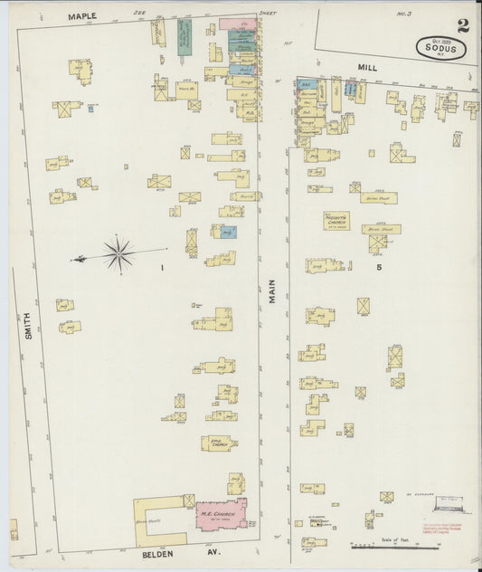 Sanborn Fire Insurance Map from Sodus, Wayne County, New York (1889), Sheet #0002 - Historic Sanborn Fire Insurance Map Print, vintage old map wall art, antique decor, genealogy gift, New York New York map