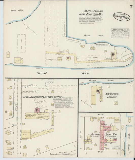 Sanborn Fire Insurance Map from Grand Haven, Ottawa County, Michigan (1883), Sheet #0007 - Historic Sanborn Fire Insurance Map Print, vintage old map wall art, antique decor, genealogy gift, Michigan Michigan map