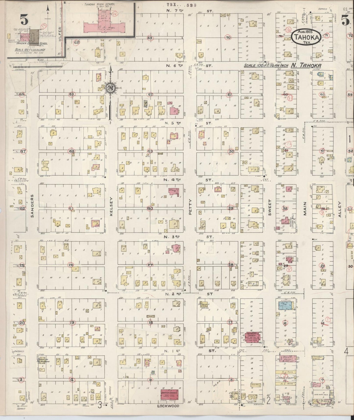 Sanborn Fire Insurance Map from Tahoka, Lynn County, Texas (1941), Sheet #0005 - Historic Sanborn Fire Insurance Map Print, vintage old map wall art, antique decor, genealogy gift, Texas Texas map