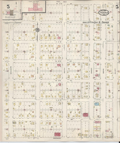 Sanborn Fire Insurance Map from Tahoka, Lynn County, Texas (1941), Sheet #0005 - Historic Sanborn Fire Insurance Map Print, vintage old map wall art, antique decor, genealogy gift, Texas Texas map