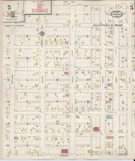 Sanborn Fire Insurance Map from Tahoka, Lynn County, Texas (1941), Sheet #0005 - Historic Sanborn Fire Insurance Map Print, vintage old map wall art, antique decor, genealogy gift, Texas Texas map