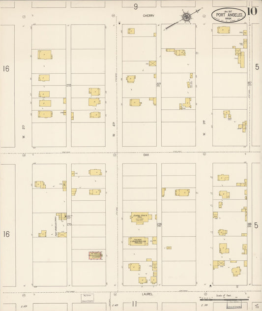 Sanborn Fire Insurance Map from Port Angeles, Clallam County, Washington (1917), Sheet #0010 - Historic Sanborn Fire Insurance Map Print, vintage old map wall art, antique decor, genealogy gift, Washington Washington map