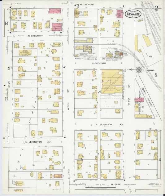 Sanborn Fire Insurance Map from Kewanee, Henry County, Illinois (1918), Sheet #0002 - Historic Sanborn Fire Insurance Map Print, vintage old map wall art, antique decor, genealogy gift, Illinois Illinois map