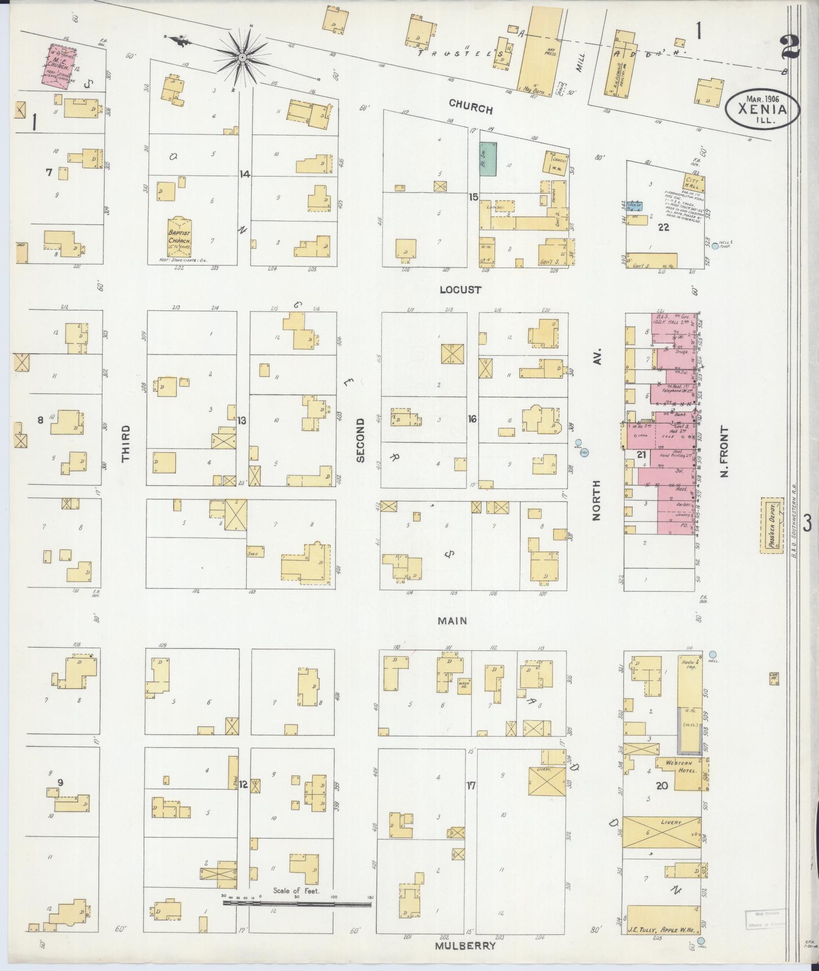 Sanborn Fire Insurance Map from Xenia, Clay County, Illinois (1906), Sheet #0002 - Complete Map Set gallery image, historic Sanborn map, vintage wall art, Illinois Illinois