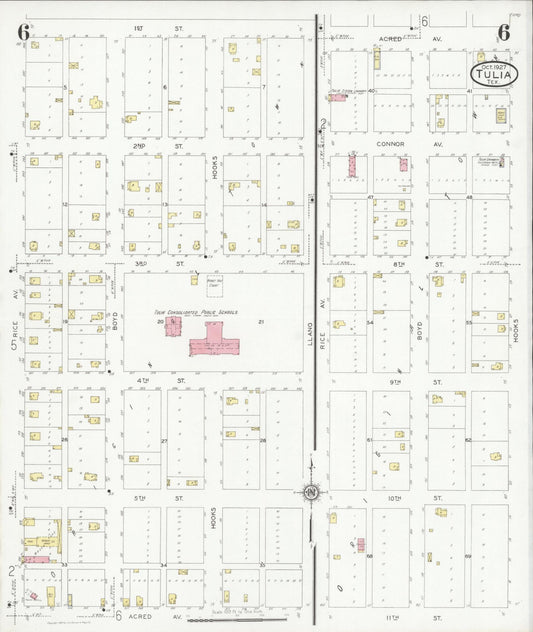 Sanborn Fire Insurance Map from Tulia, Swisher County, Texas (1927), Sheet #0006 - Historic Sanborn Fire Insurance Map Print, vintage old map wall art, antique decor, genealogy gift, Texas Texas map