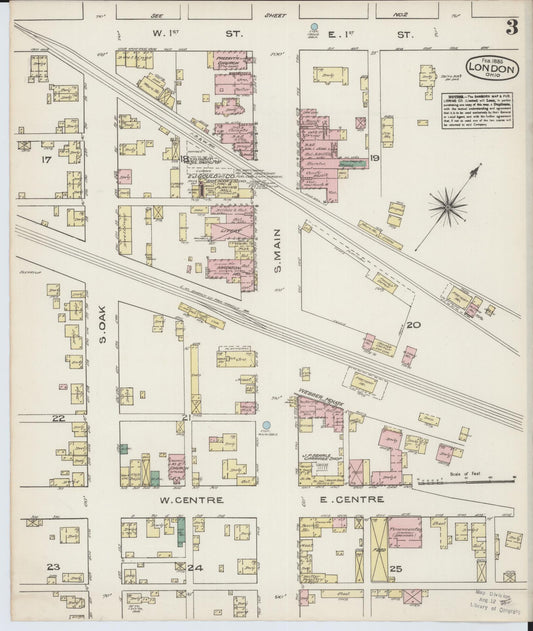 Sanborn Fire Insurance Map from London, Madison County, Ohio (1885), Sheet #0003 - Historic Sanborn Fire Insurance Map Print, vintage old map wall art, antique decor, genealogy gift, Ohio Ohio map